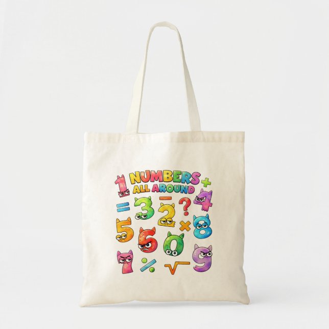 Number Day Tote Bag | Colourful Maths Numbers (Front)