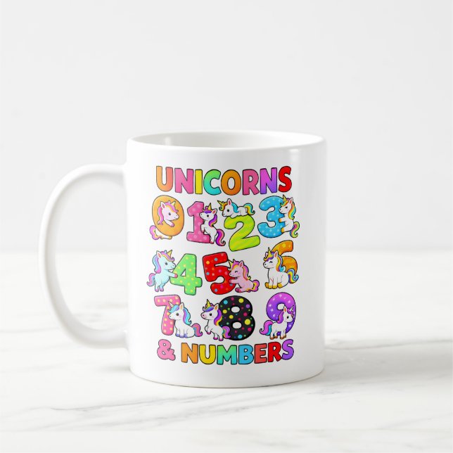Number Day Unicorn Numbers Math Design for Kids Coffee Mug (Left)