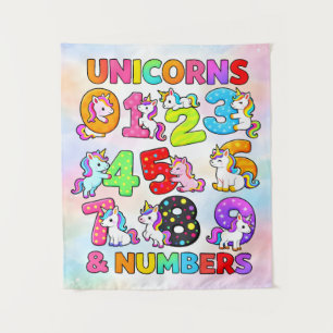 Number Day Unicorn Numbers Math Design Tapestry