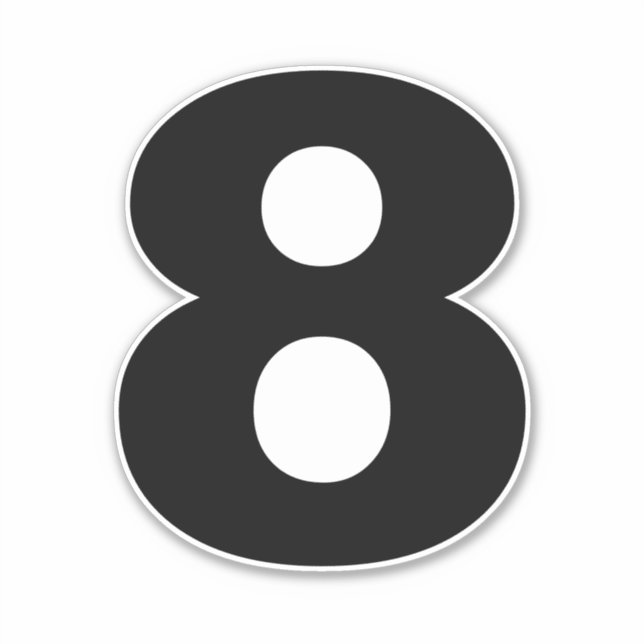 Number Eight Black and White Sticker (Front)