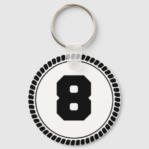Number eight circle keychain