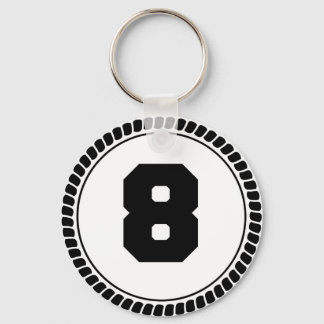 Number eight circle keychain