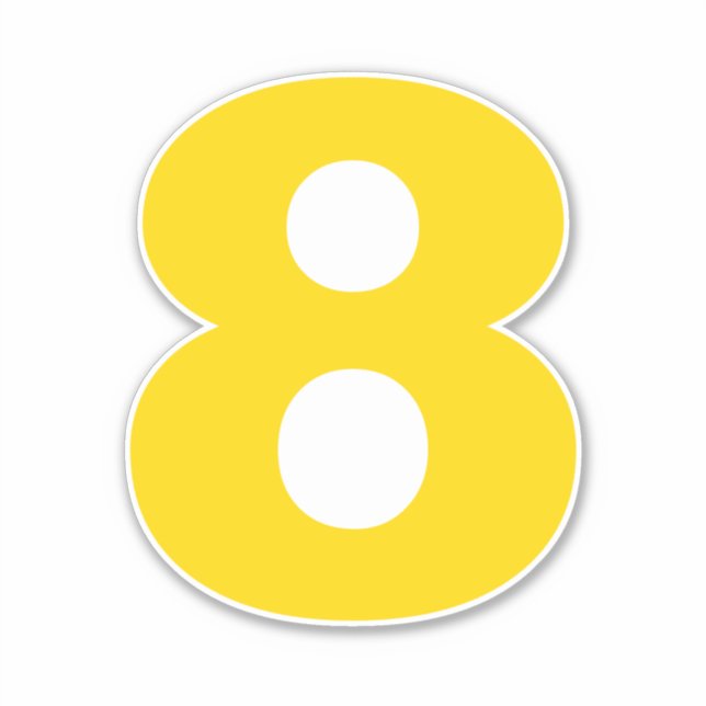 Number Eight Gold and White Sticker (Front)