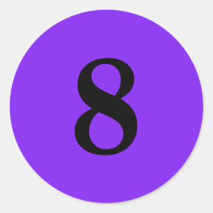 Number Eight planning simple 8 purple black Classic Round Sticker