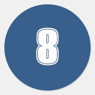 Number Eight planning supplies simple 8 navy white Classic Round Sticker