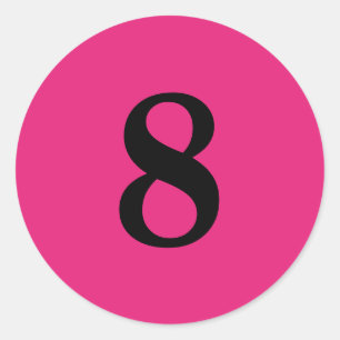 Number Eight planning supplies simple 8 pink black Classic Round Sticker