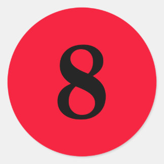 Number Eight planning supplies simple 8 red black Classic Round Sticker