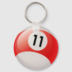 NUMBER ELEVEN BILLIARDS BALL KEYCHAIN