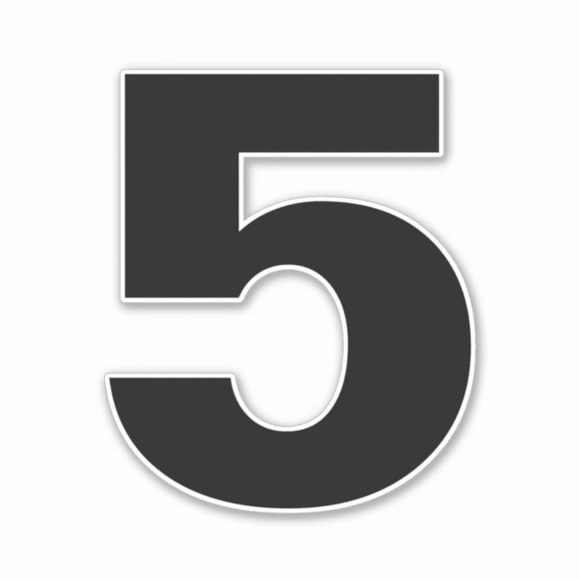 Number Five Black and White Sticker (Front)