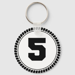 Number Five Circle Keychain