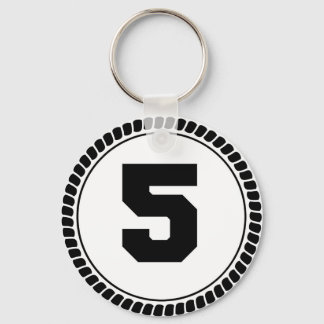 Number Five Circle Keychain
