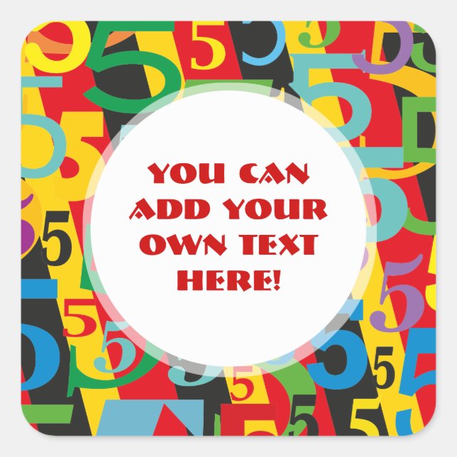Number Five Fifth or 50th Birthday Anniversary Square Sticker (Front)