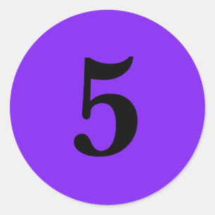 Number Five planning simple 5 purple black Classic Round Sticker