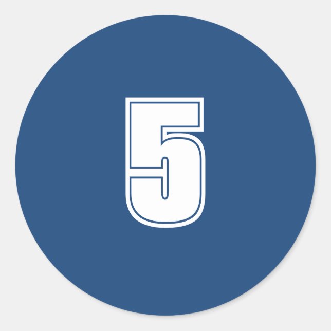 Number Five planning supplies simple 5 navy white Classic Round Sticker (Front)