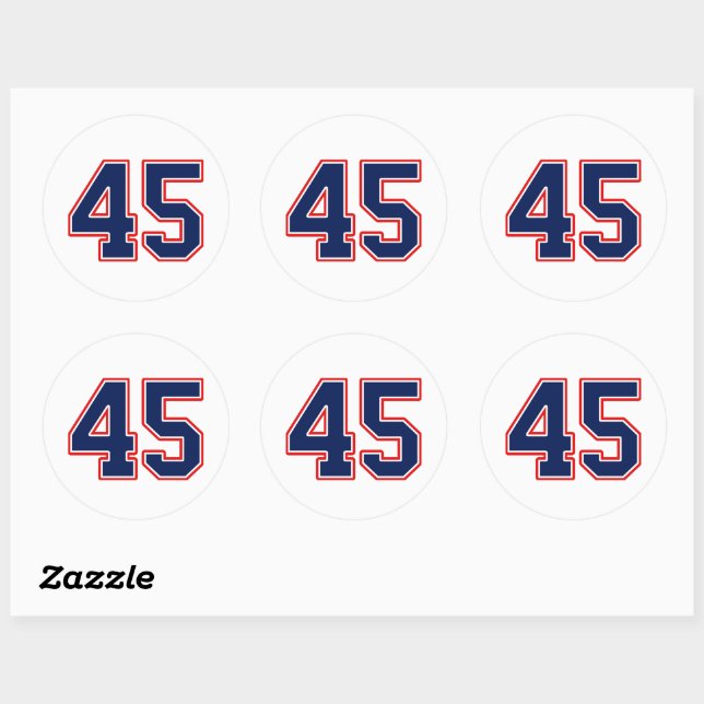 Number Forty Five 45 Sports Jersey Classic Round Sticker (Sheet)