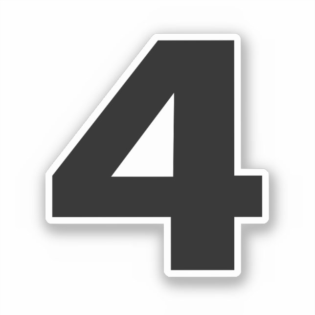 Number Four Black and White Sticker (Front)