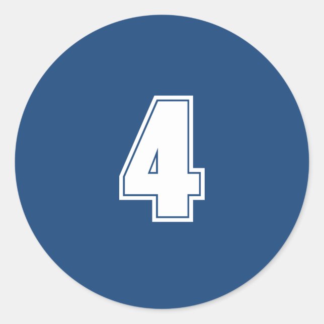 Number Four planning supplies simple 4 navy white Classic Round Sticker (Front)