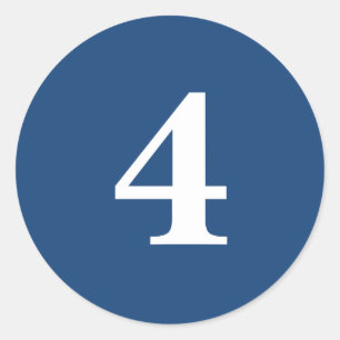 Number Four planning supplies simple 4 navy white Classic Round Sticker