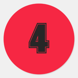 Number Four planning supplies simple 4 red black Classic Round Sticker