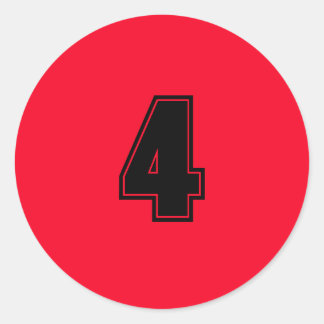 Number Four planning supplies simple 4 red black Classic Round Sticker