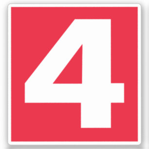 Number Four Red and White Sticker