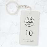 Number | Grey Logo Business Hospitality Property Keychain<br><div class="desc">A simple custom silver grey business template in a modern minimalist style which can be easily updated with your company logo, room number and text. The perfect design for a hotel, motel, guest house, bed and breakfast, hospitality setting or to label the keys in your office building. The pIf you...</div>