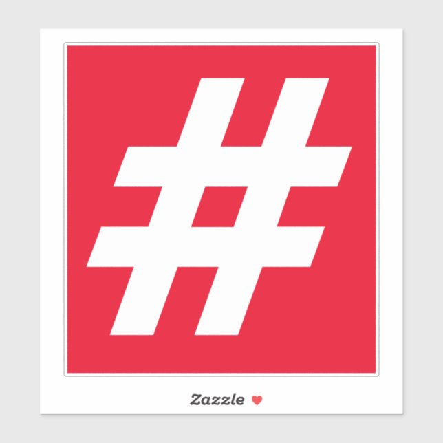 Number Hashtag Red and White Sticker (Sheet)