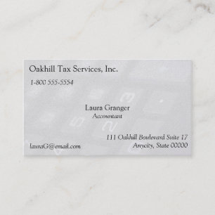 Number keys on calculator fade business card