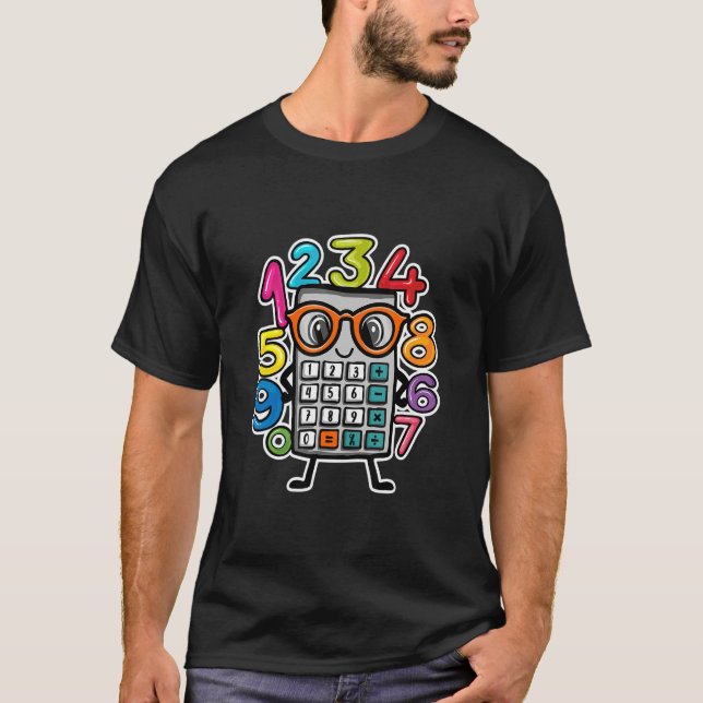 Number Learning calculator costume matc day Math O T-Shirt (Front)
