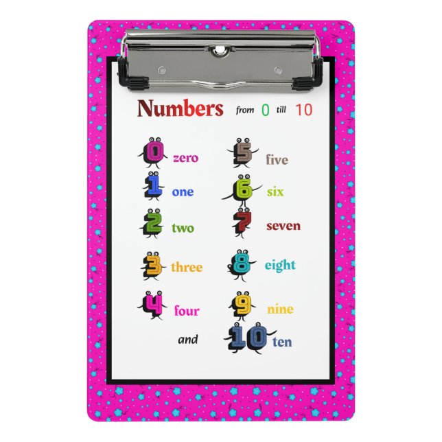Number learning for kids mini clipboard (Front)