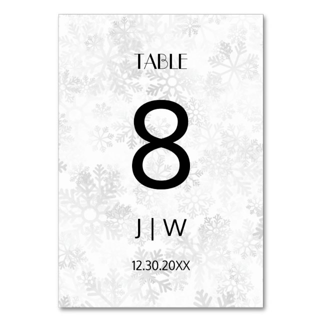Number of snowy Christmas  Table Number (Front)