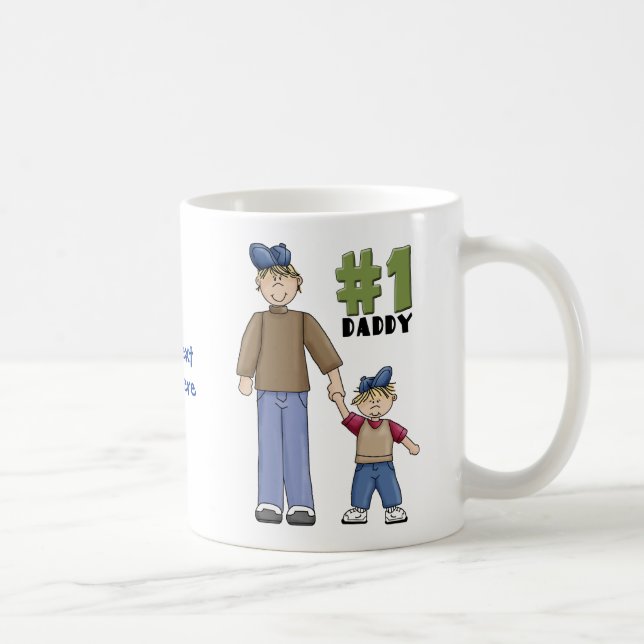 Number one, #1 Dad father and boy child Coffee Mug (Right)