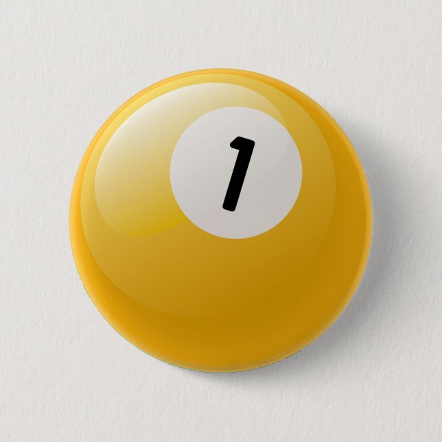 NUMBER ONE BILLIARDS BALL 2 INCH ROUND BUTTON (Front)