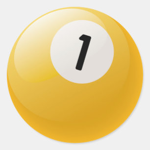 NUMBER ONE BILLIARDS BALL CLASSIC ROUND STICKER