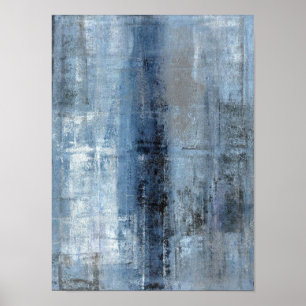 'Number One' Blue Abstract Art Poster
