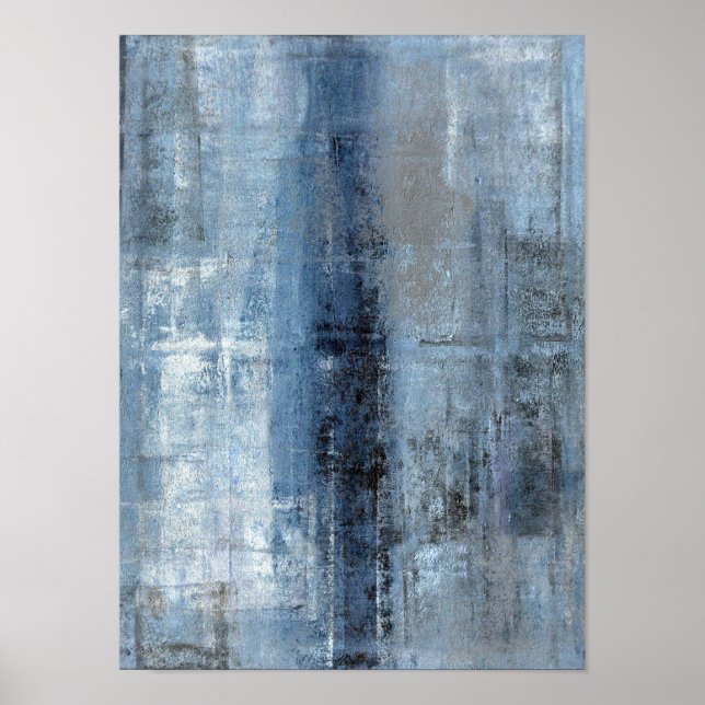 'Number One' Blue Abstract Art Poster (Front)