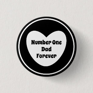 Number One Dad Black and White Modern Heart  1 Inch Round Button