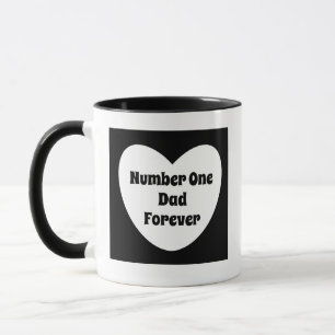 Number One Dad Black and White Modern Heart  Mug