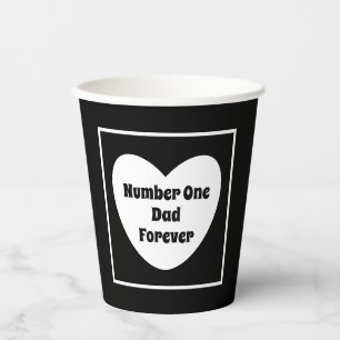 Number One Dad Black and White Modern Heart Paper Cups
