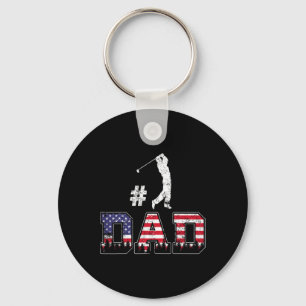Number One Dad Golf-shirt Father Day American Flag Keychain