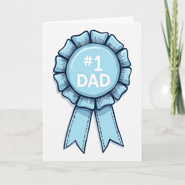 Number One Dad Rosette Card (Front)