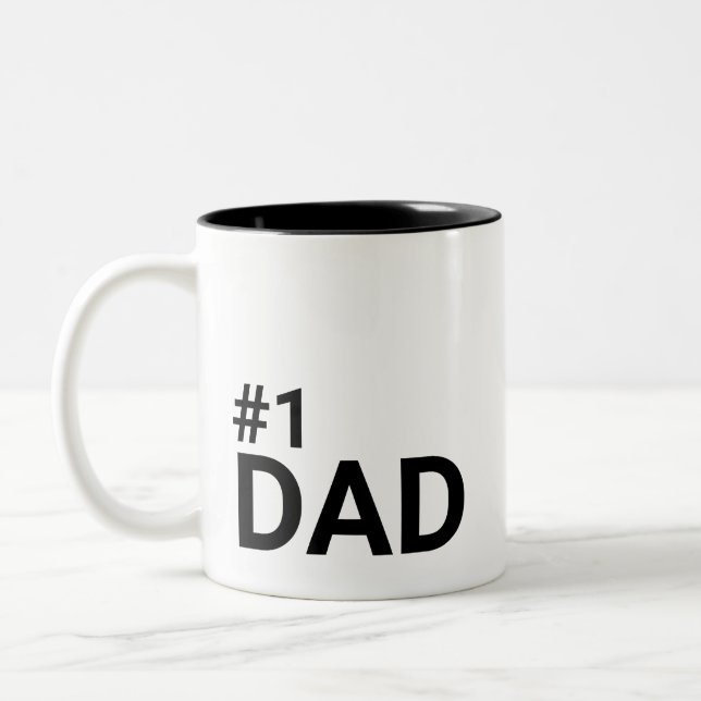 Number One Dad Simple Minimalist Modern Gift  Two-Tone Coffee Mug (Left)
