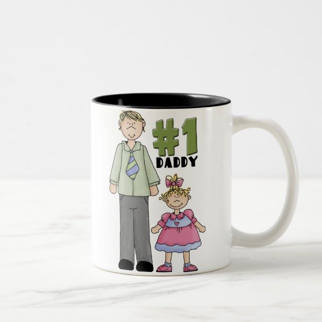 Number One Daddy Blonde Girl Two-Tone Coffee Mug (Right)