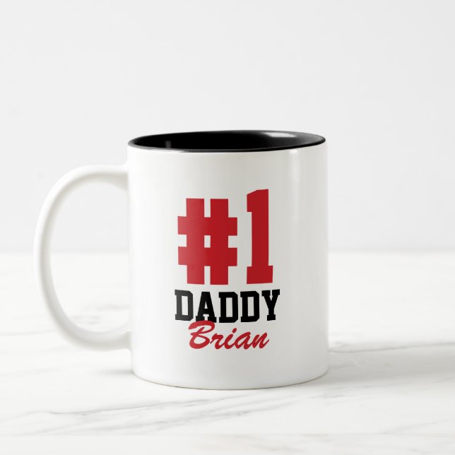 Number One Daddy Personalized Name Father's Day Two-Tone Coffee Mug (Left)