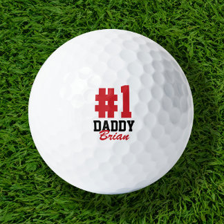 Number One Daddy Red Monogrammed Father's Day Golf Balls