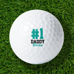 Number One Daddy Teal Monogrammed Father's Day Golf Balls<br><div class="desc">Create a special Father's Day gift for dad or grandpa personalized with your photos and text. This fun modern design says "#1 Daddy" in bold text with your dad's name in a contrasting coloured script. Use the design tools to choose any fonts and colours you like or upload your own...</div>