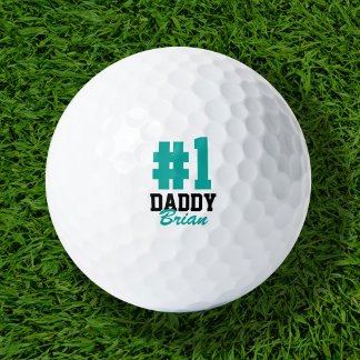 Number One Daddy Teal Monogrammed Father's Day Golf Balls