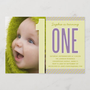NUMBER ONE   FIRST BIRTHDAY INVITATION