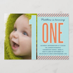 NUMBER ONE FIRST BIRTHDAY INVITATION