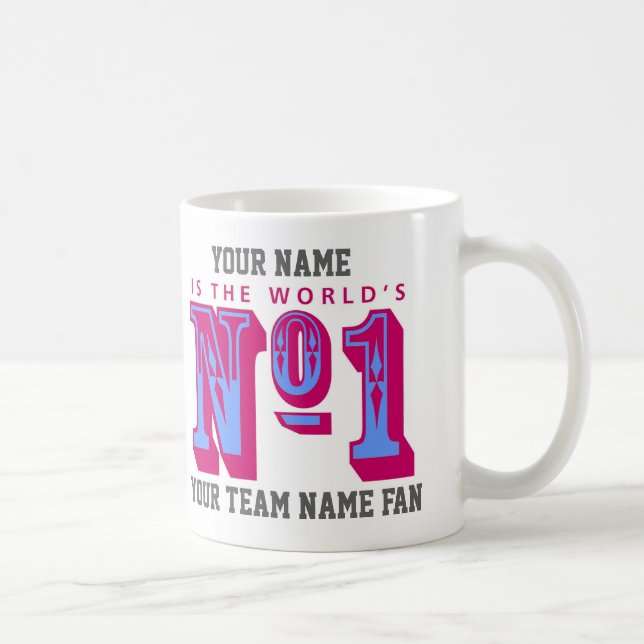 Number One Football Fan. Claret and Blue Coffee Mug (Right)